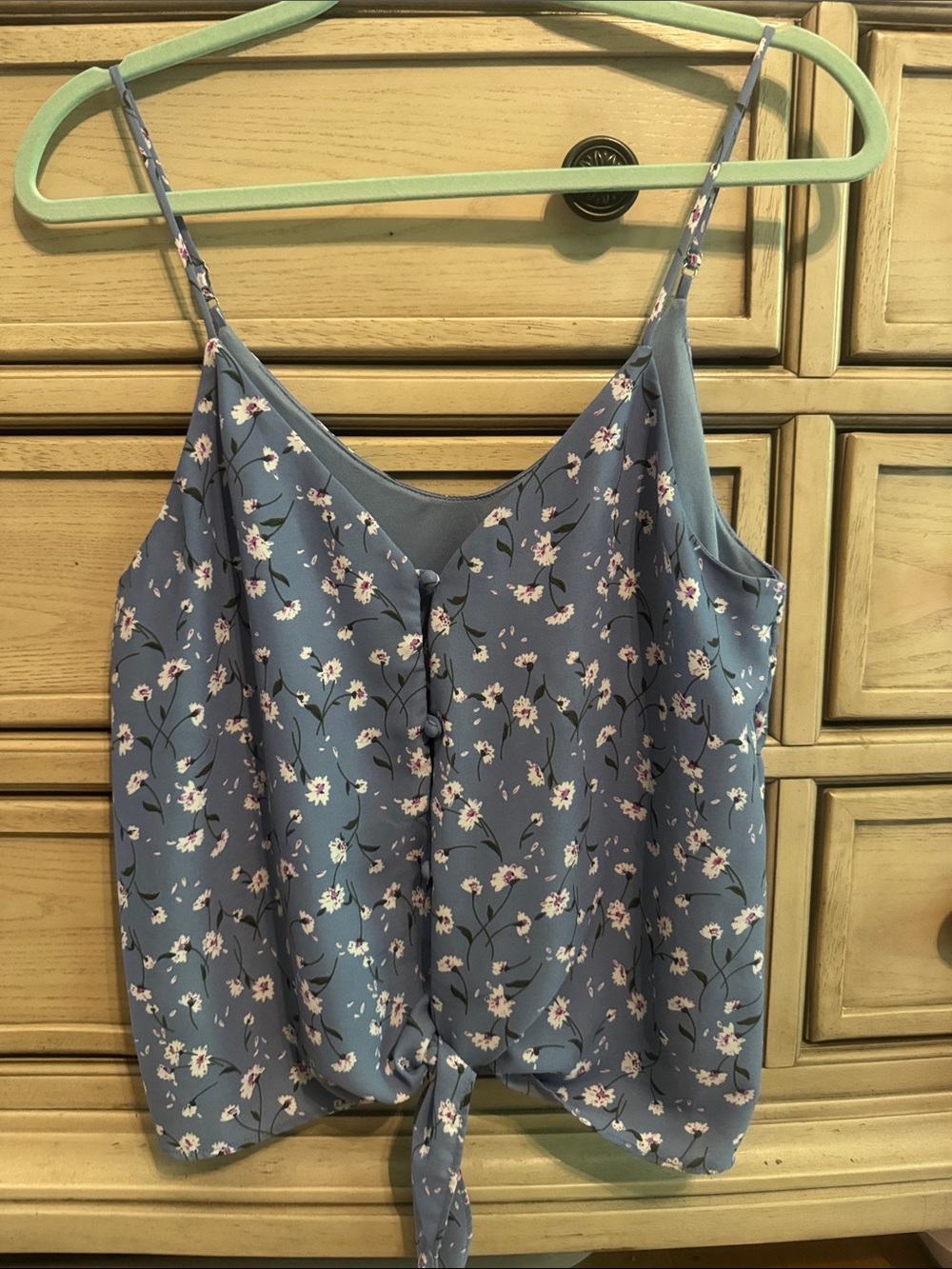 Sienna Sky Dusty Blue Floral Tie-Front Camisole